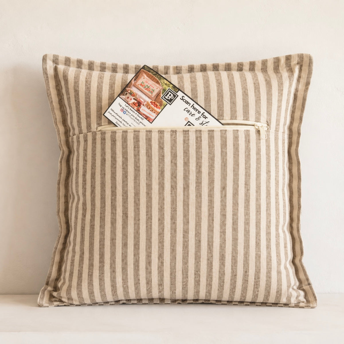 NEW! PILLOW ONLY: SQUARE Pillow; CREAM AND CAFE WESTERN STRIPES PILLOW (with insert)
