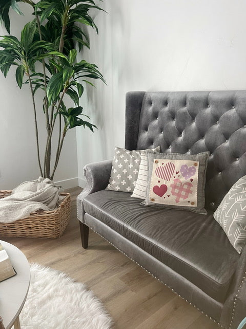 NEW! Custom Winter Wedding Gift Bundle: 2 seasons + SQUARE GRAY pillow + custom last name panel: SKI BENCH, HEARTS, CUSTOM LAST NAME PANEL