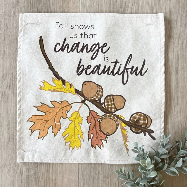 SQUARE Holiday Panel: Fall, Autumn Thanksgiving Change Fall Leaf Leaves Tree Branch ACORNS