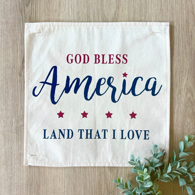 SQUARE Holiday Panel: Summer Fall Spring Patriotic Military Veteran God Bless USA July 4th Sept 11 Remembrance Independence American Farmhouse AMERICA LAND THAT I LOVE