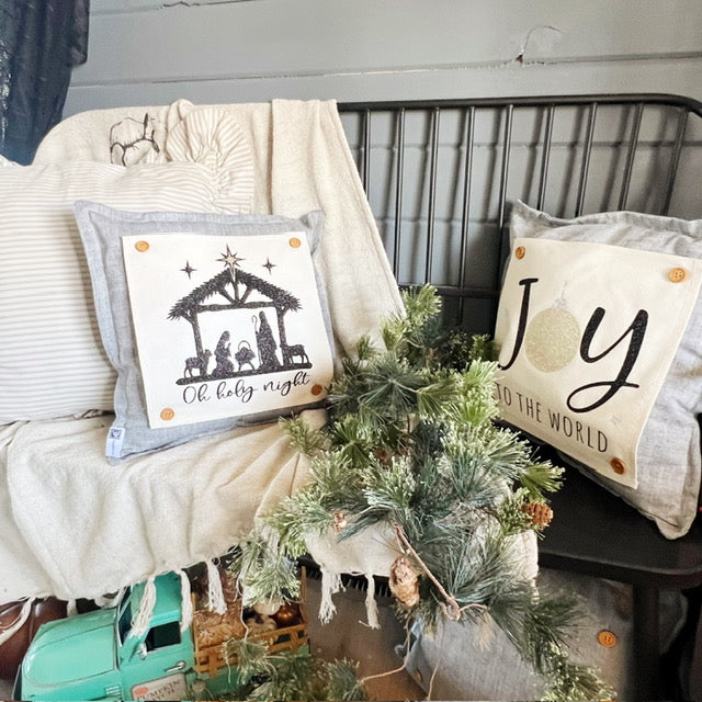 GIFT GUIDE: PERFECT FOR THE GLITTERY GAL IN YOUR LIFE!   SQUARE GIFT SET of 2: Glitter NATIVITY OH HOLY NIGHT and GLITTER JOY TO THE WORLD