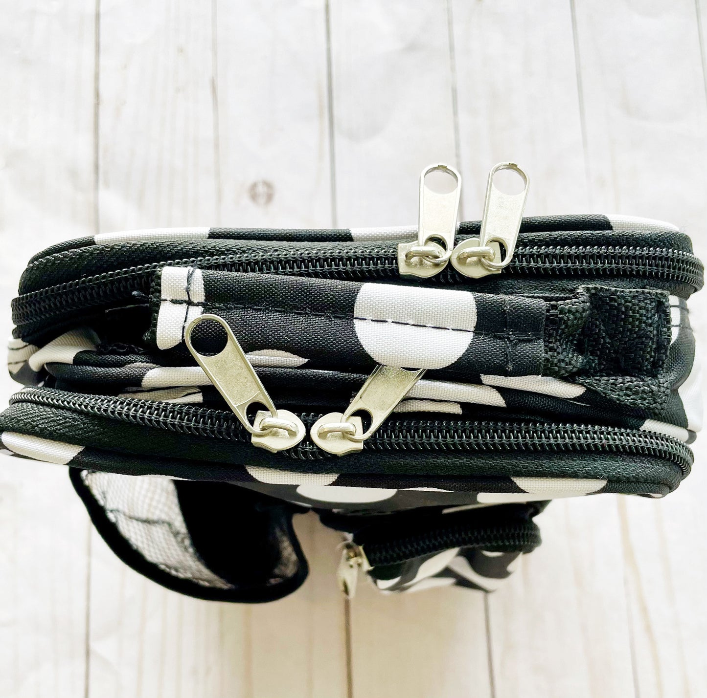 Gift for: Teen/College/Mom /Working Gal: black Polka Dot Messanger bag purse