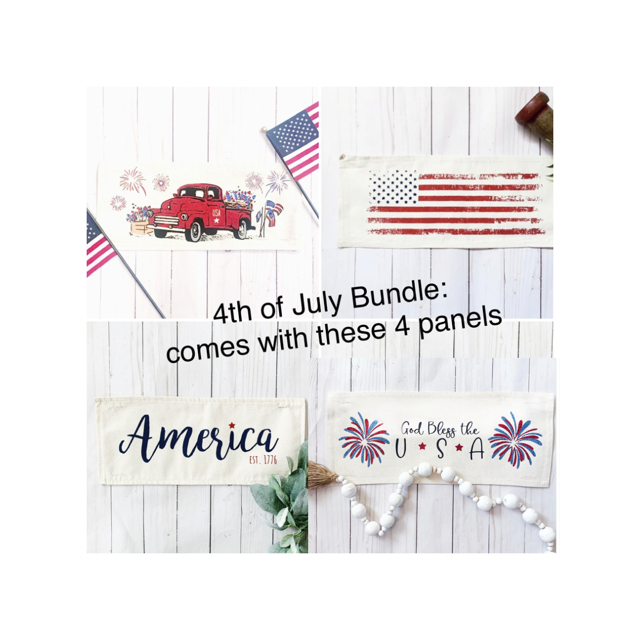 BUNDLE DEAL: Glitter Fourth 4th Of July Panels (4 pack) SAVE!!!: FIREWORK TRUCK / OLD GLORY / AMERICA / GOD BLESS USA
