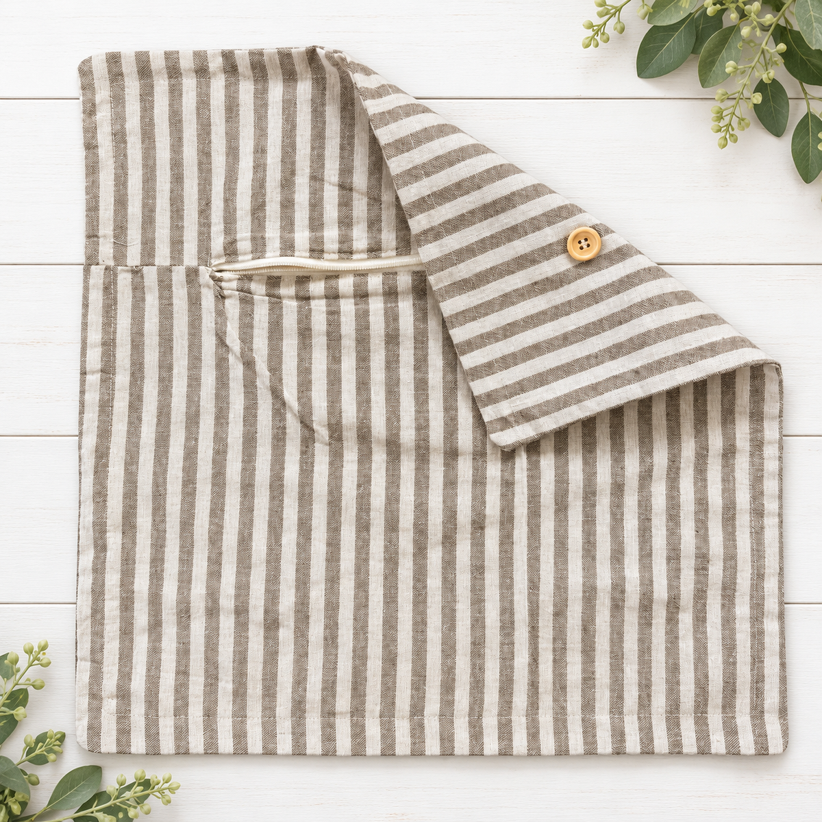 NEW! PILLOW ONLY: SQUARE Pillow; CREAM AND CAFE WESTERN STRIPES PILLOW COVER ONLY