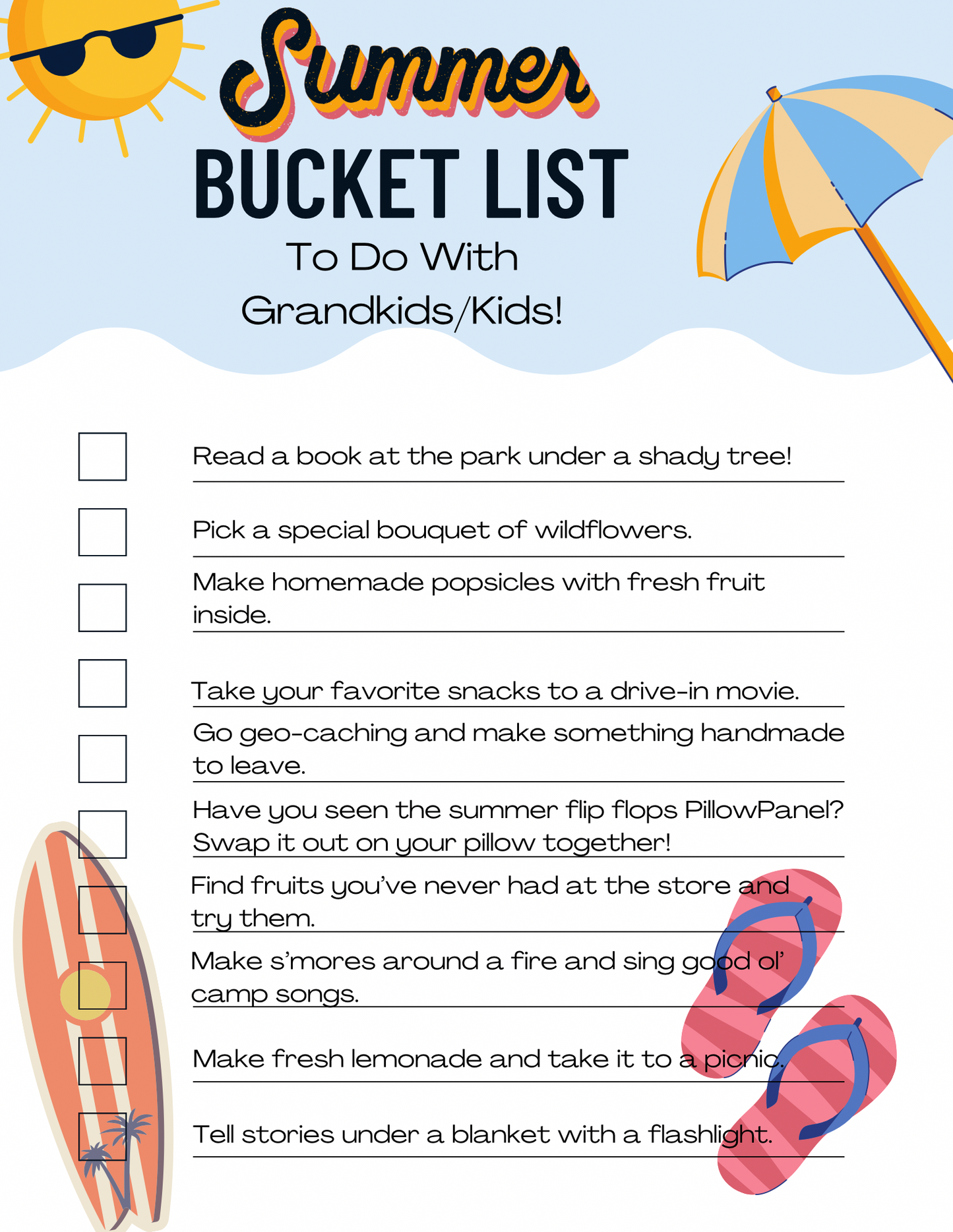 FREEBIE Tip Card: SUMMER BUCKET LIST!