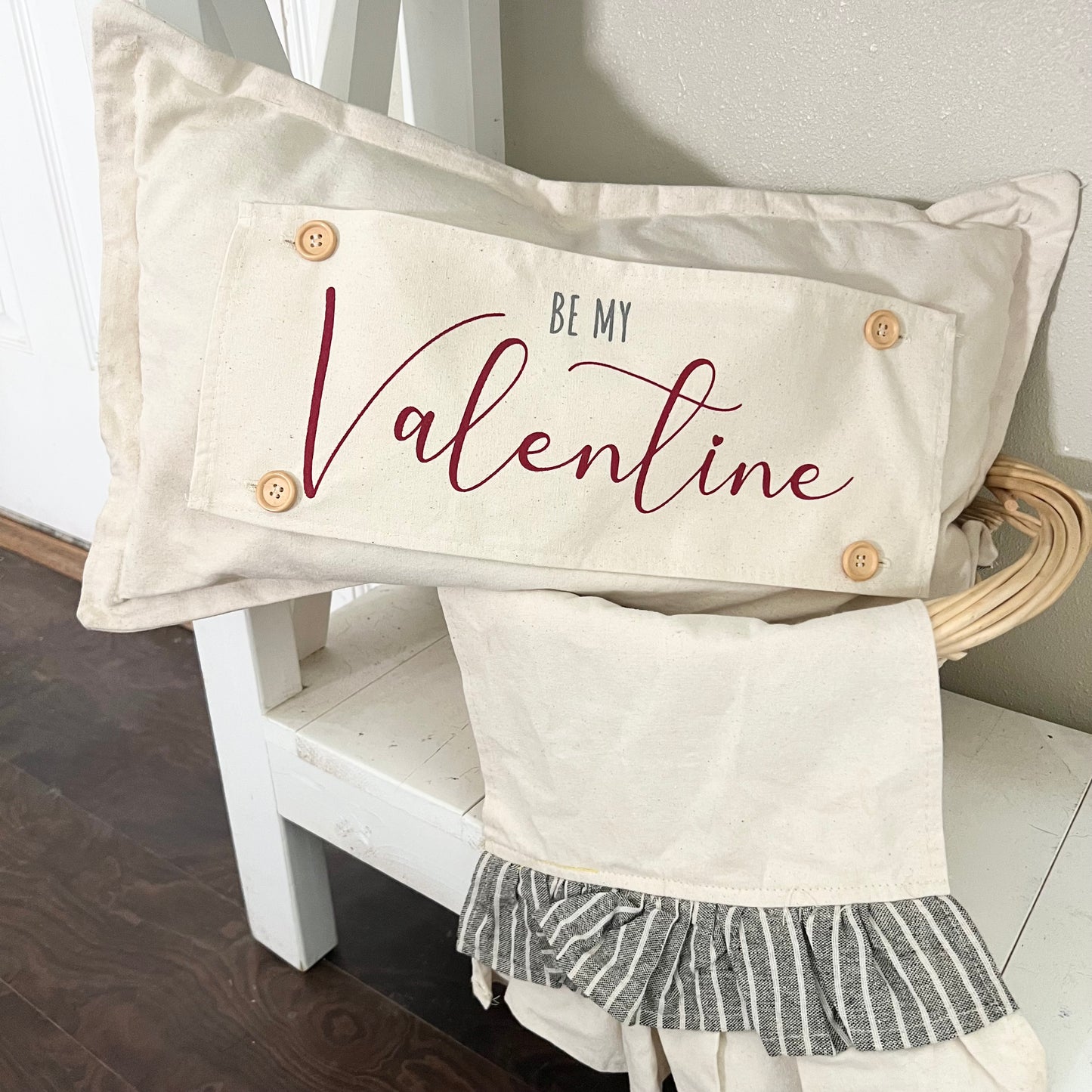 NEW! Custom WINTER Wedding Gift Bundle:  3 seasons + CHARCOAL/GALVINIZED STRIPES pillow + custom last name panel & BE MY VALENTINE / DEER / CUSTOM LAST NAME PANEL