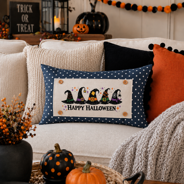 NEW! PANEL ONLY: RECTANGLE Halloween October WITCHES HATS