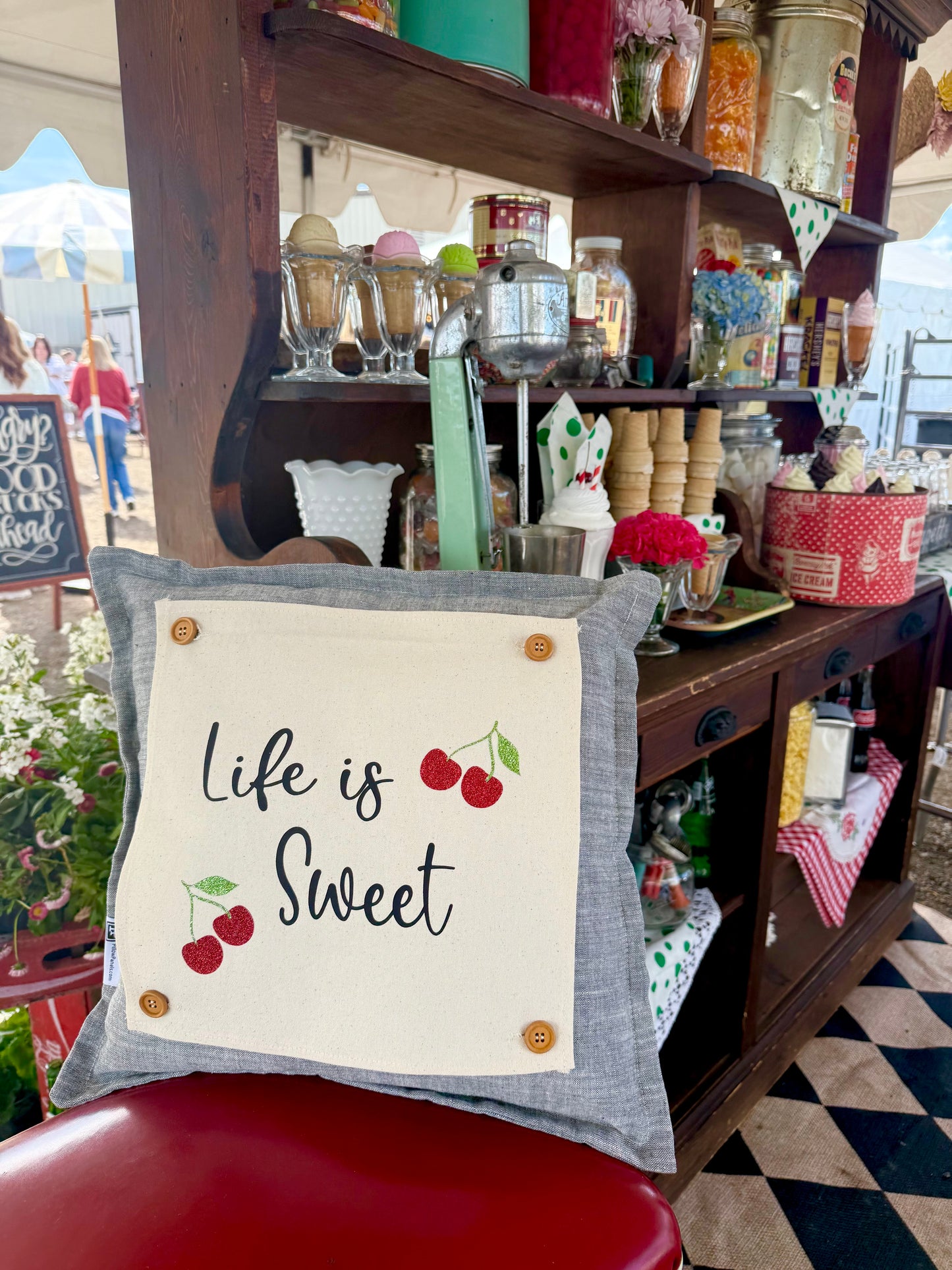 Glitter SQUARE Panel: Cherry LIFE IS SWEET