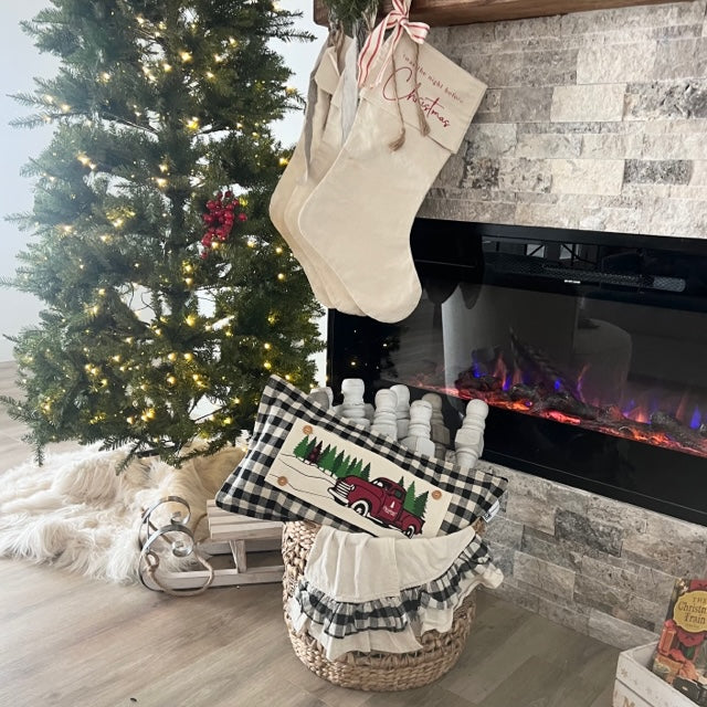 Custom Wedding Gift Bundle: 3 seasons + GINGHAM/BUFFALO CHECK pillow + custom last name panel: 3 BEES BEE KIND / SUNFLOWER JARS / VINTAGE CHRISTMAS TREE TRUCK /CUSTOM LAST NAME PANEL
