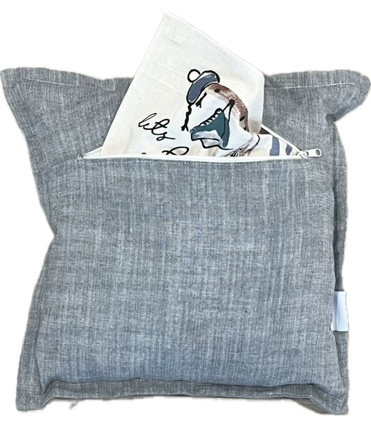 SQUARE BUNDLE SET: Charcoal Gray Solid Pillow (comes with foam insert and these 4 panels in back pocket); Winter Spring Summer Fall Autumn: FALL BRANCH, SUMMER POPSCICLE, SPRING RAIN BOOT/UMBRELLA, SKI LODGE CHAIRLIFT