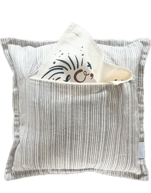 SQUARE BUNDLE SET: TICKING STRIPES PILLOW (comes with foam insert and these 4 panels in back pocket); Winter Spring Summer Fall Autumn: SKI BENCH, HELLO PUMPKIN, LAND THAT I LOVE, SPRING DRIED FLOWERS