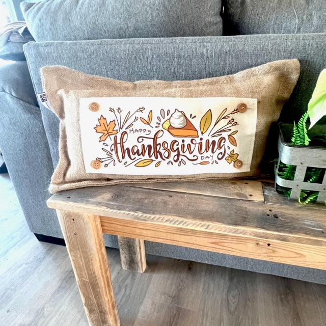 SEASONAL BUNDLE SET: Burlap Idaho Potato Farm Sack Bag Pillow (comes with insert and these 4 panels inside back pocket); Winter Spring Summer Fall Autumn: DEER, BUNNY HOP EASTER, HOME SWEET HIVE BEE, THANKFUL PUMPKINS,
