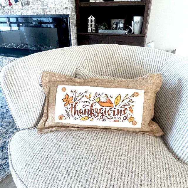 SEASONAL BUNDLE SET: Burlap Idaho Potato Farm Sack Bag Pillow (comes with insert and these 4 panels inside back pocket); Winter Spring Summer Fall Autumn: DEER, BUNNY HOP EASTER, HOME SWEET HIVE BEE, THANKFUL PUMPKINS,