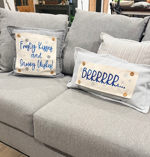 NEW!  Glitter Holiday Panel: Winter January Christmas Blue Brr Cold Snowflake Silver BRRR