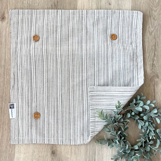 SQUARE Ticking Stripes Pillow; CREAM/BLACK/TAN TICKING STRIPES PILLOW COVER ONLY (no insert)
