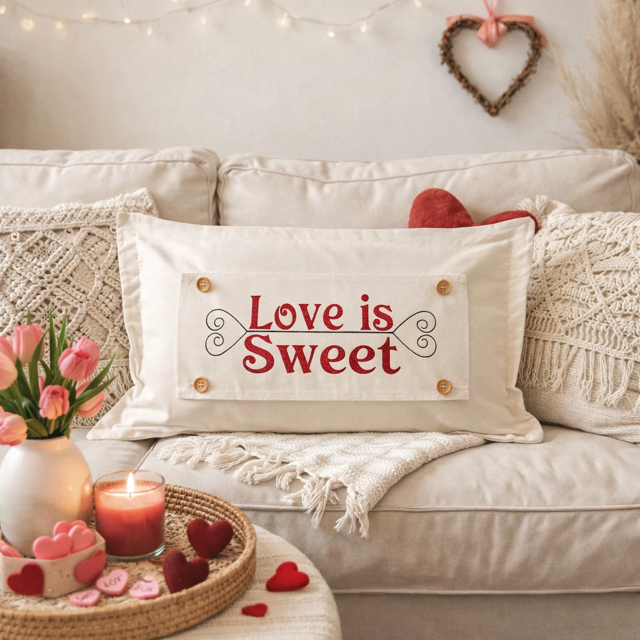 GLITTER PANEL ONLY: RECTANGLE Glitter Holiday Panel: Winter, Valentines Cherry Pink, Love, Spouse, Partner; LOVE IS SWEET