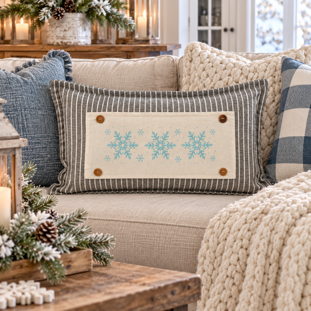 NEW! PANEL ONLY: RECTANGLE Winter; Blue, Chilly, Cold; SNOWFLAKES REC.