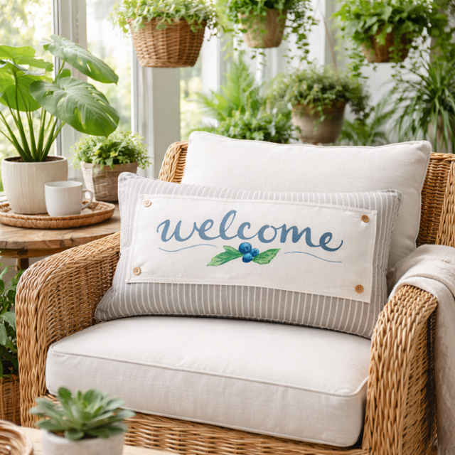 PANEL ONLY: RECTANGLE Entry, Garden, Between Holidays, House Warming, Host, Mother's Day Neutral; NEW WELCOME