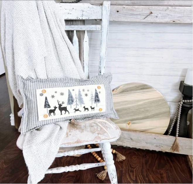 SEASONAL BUNDLE SET: Gray/White Ticking Stripes Pillow (comes with foam insert and these 4 panels in back pocket); Winter Spring Summer Fall Autumn: THANKFUL PUMPKINS, DEER, BUNNY HOP EASTER, HOME SWEET HIVE BEE