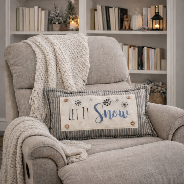 PANEL ONLY:
RECTANGLE Glitter Seasonal Panel: Winter Blue Ice Sparkle Twinkle Bling Glitz Confetti Christmas; LET IT SNOW