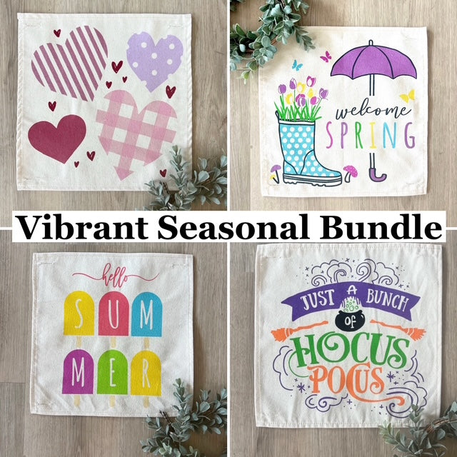 Bundle Deal: Square Vibrant Bundle (4 pack) SAVE!!!: HEARTS, SPRING BOOT, POPSICLES, HOCUS POCUS