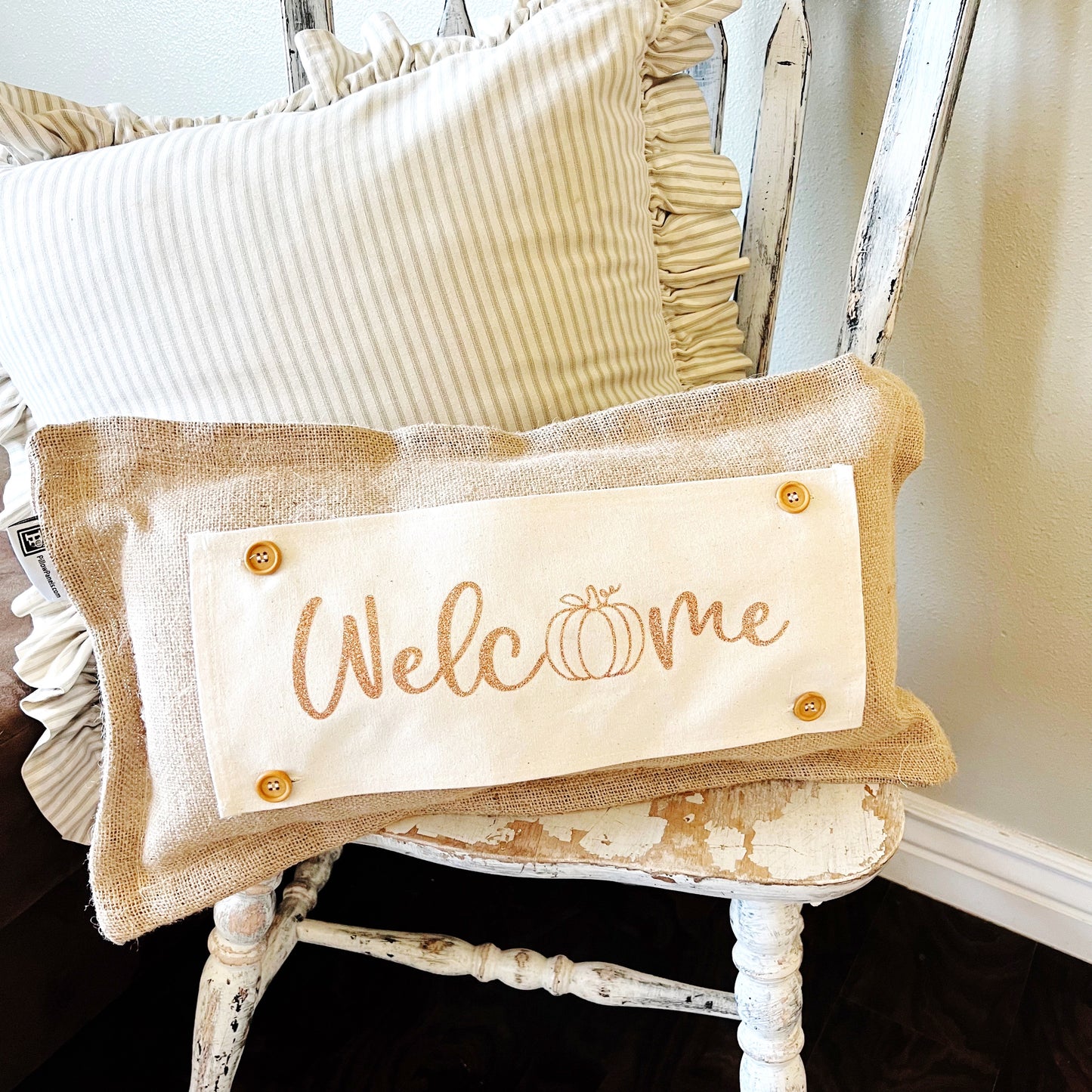 Glitter Seasonal Panel: Fall, Autumn, House Warming, Host, Halloween, Thanksgiving; WELCOME PUMPKIN