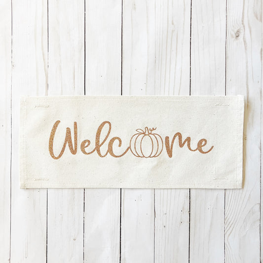 Glitter Seasonal Panel: Fall, Autumn, House Warming, Host, Halloween, Thanksgiving; WELCOME PUMPKIN