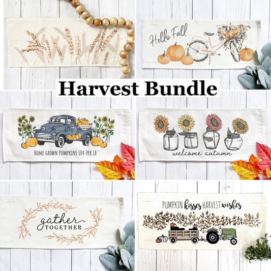 NEW!  6 PACK Harvest Bundle Deal: Rectangle Fall SAVE BIG!: WHEAT,  FALL BIKE, VINTAGE PUMPKIN TRUCK, SUNFLOWER JAR, GATHER TOGETHER, TRACTOR