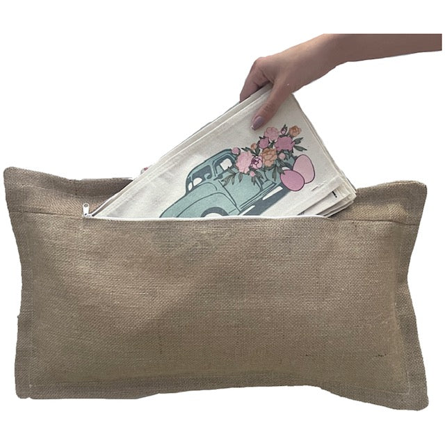 Pillow ONLY (with fluffy insert): Country Idaho Potato Sack Burlap: BURLAP PILLOW (with insert)