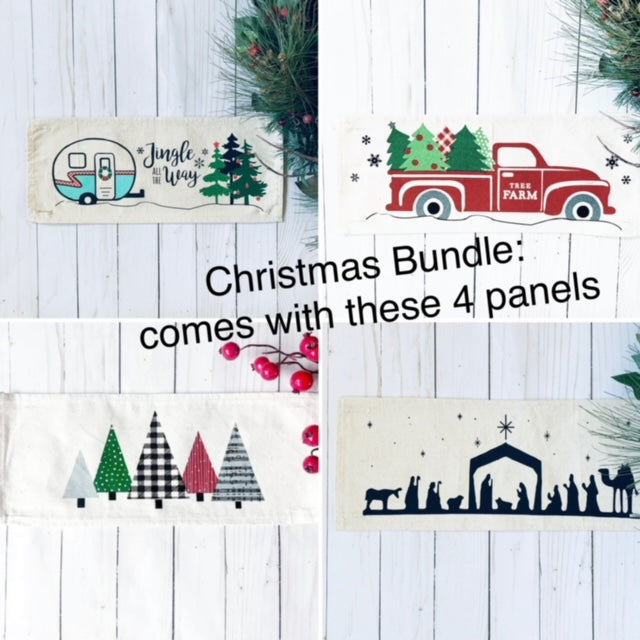 BUNDLE DEAL: Winter/Christmas Holiday Panels (4 pack) SAVE!!!: Christmas Camper / Christmas Truck / Trees / Nativity