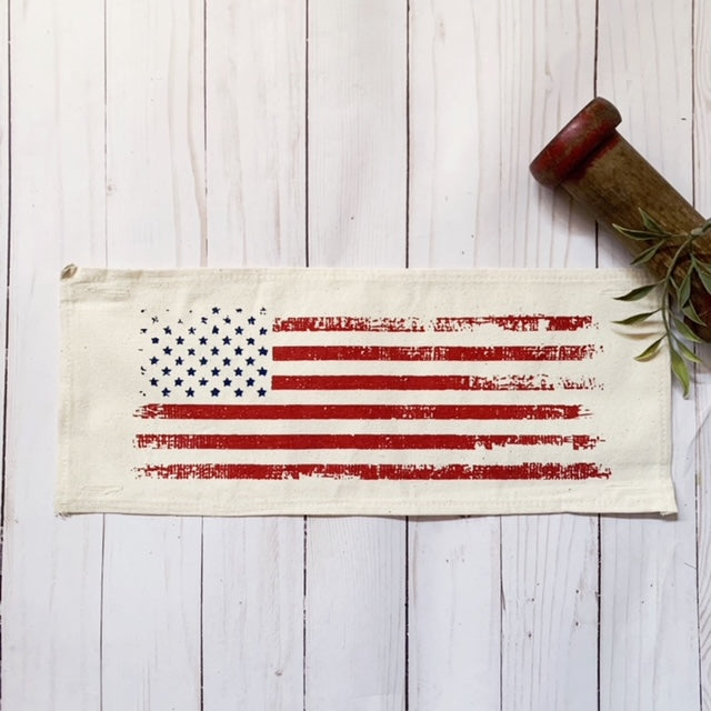 Holiday Panel: Summer American America Flag Vintage, White Wash, Fadded, Well Loved; OLD GLORY