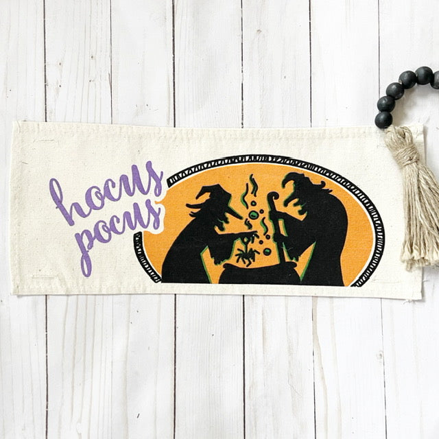 PARTY PACKAGE BUNDLE: Holiday Panel Halloween October Fall Autumn: Hocus Pocus HAPPY HAUNTING / WITCHES BREW + BUFFALO CHECK RUNNER