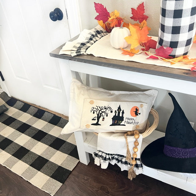 Holiday Panel: Halloween October 31st Fall Autumn Bats Flying Witch Dead Tree Mansion; HAPPY HAUNTING HAUNTED HOUSE