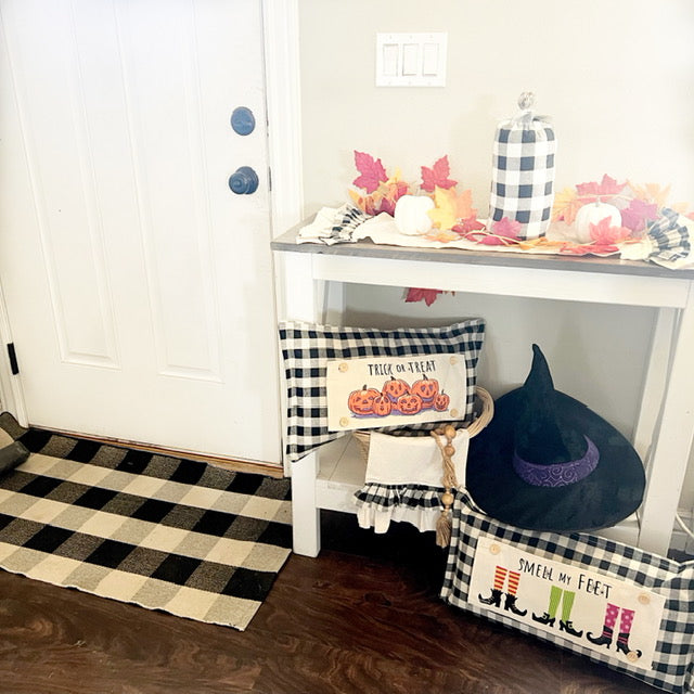 PARTY PACKAGE BUNDLE: Holiday Panel Halloween October Fall Autumn: Trick or Treat / Smell My Feet + BUFFALO CHECK RUNNER