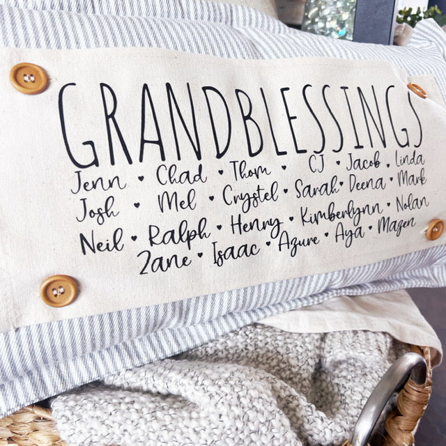 GIFT GUIDE: BEST GIFT FOR GRAMMA'S, NANA, MIMI, NONNIE, OMA! Custom Memory Panel: Grandkids/Nana/Mimi/Aunt Name/Grandma Mother's Day Mom Gift, GRANDBLESSINGS PANEL