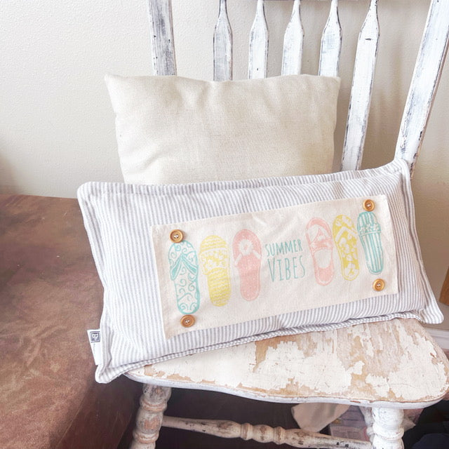 Seasonal Panel: Boho Summer Beach Wave Ocean Sea Sand Surf Board Thongs Vintage Floral SUMMER FLIP FLOPS