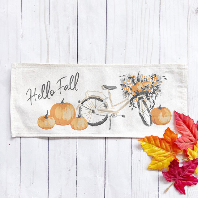 Seasonal Panel: Hello Fall Floral Vintage, Boho, Autumn; FALL BIKE