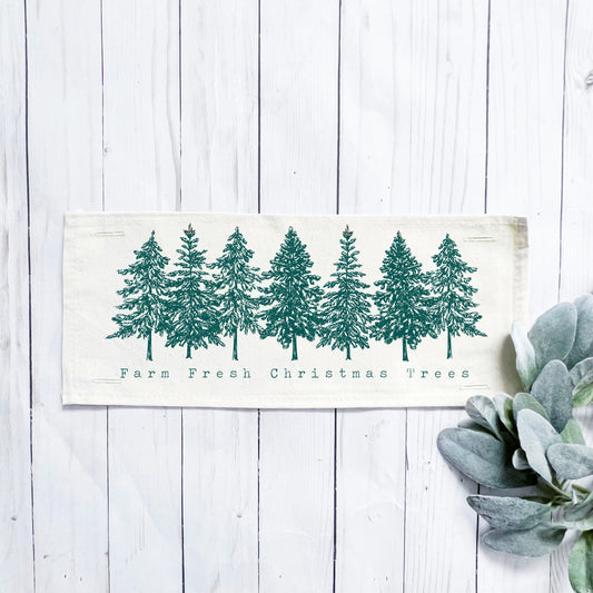 NEW!  Holiday Panel: Winter; Farm Fresh, Green, Nature, Peaceful, Vintage, Farmhouse ; EVERGREEN CHRISTMAS TREES
