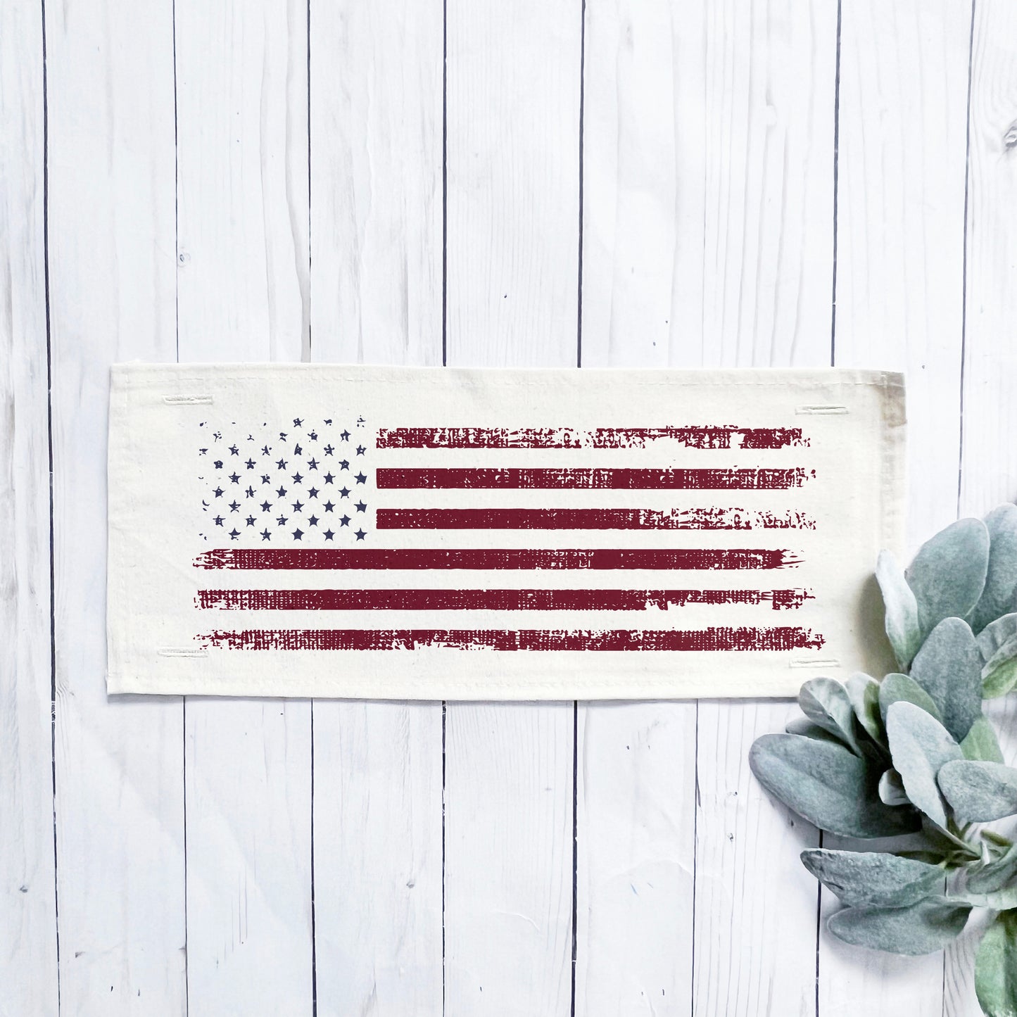 Holiday Panel: Summer American America Flag Vintage, White Wash, Fadded, Well Loved; OLD GLORY