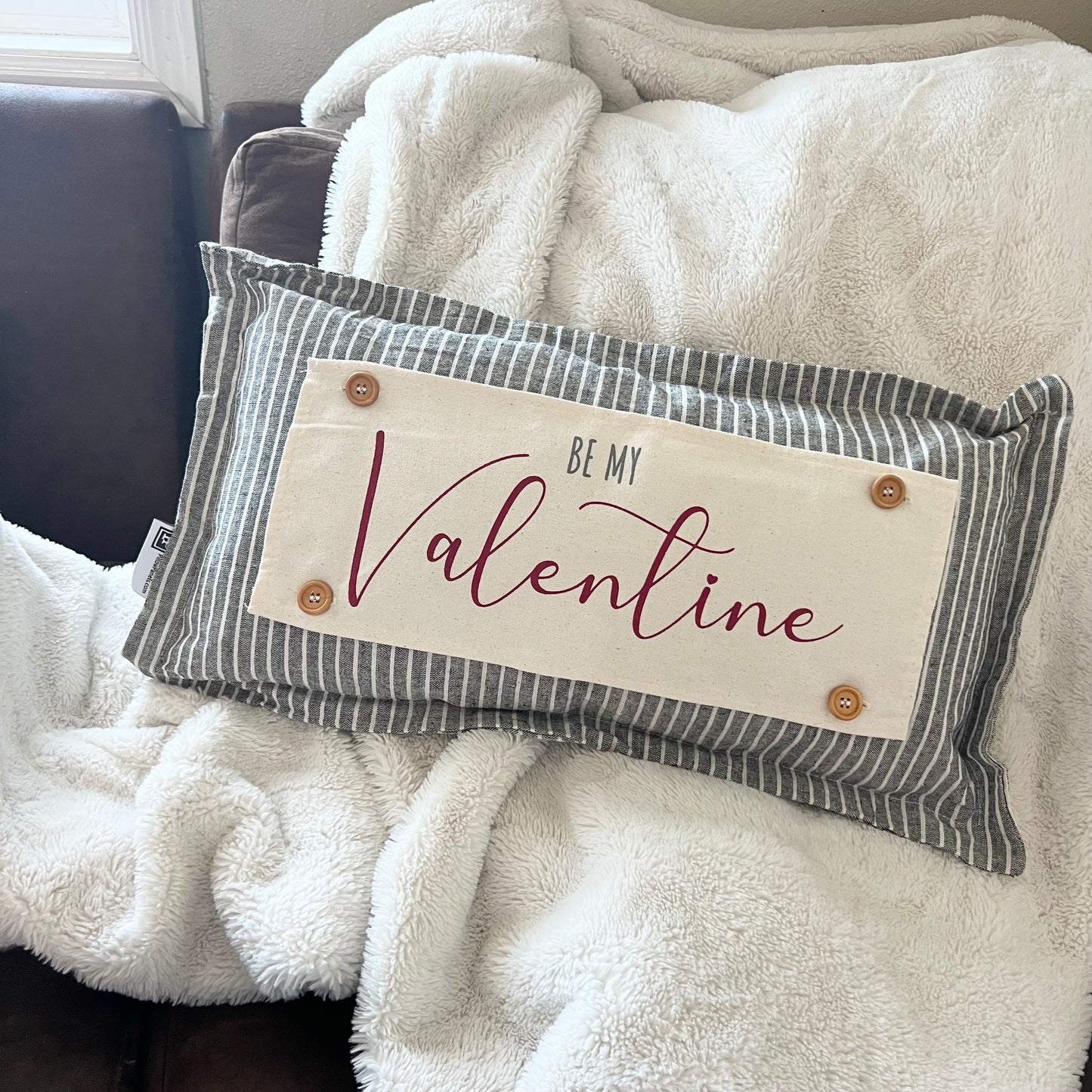 Custom Wedding Gift Bundle: 3 seasons + CHARCOAL/GALVINIZED STRIPES pillow + custom last name panel & BEEHIVE / NEW CMAS TRUCK / BE MY VALENTINES / CUSTOM LAST NAME PANEL