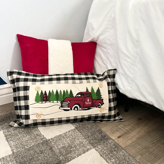 NEW! Holiday Panel: Winter, Trees, Father's Day Dad Vintage; Christmas Red Buffalo PLAID TREE TRUCK
