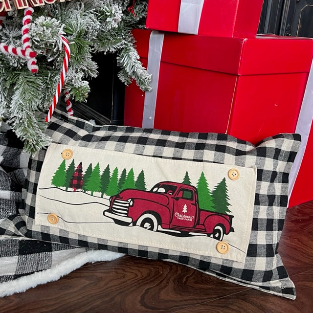 NEW! Holiday Panel: Winter, Trees, Father's Day Dad Vintage; Christmas Red Buffalo PLAID TREE TRUCK