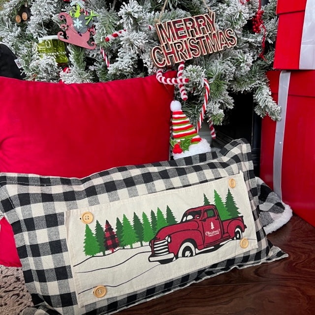 NEW! Holiday Panel: Winter, Trees, Father's Day Dad Vintage; Christmas Red Buffalo PLAID TREE TRUCK