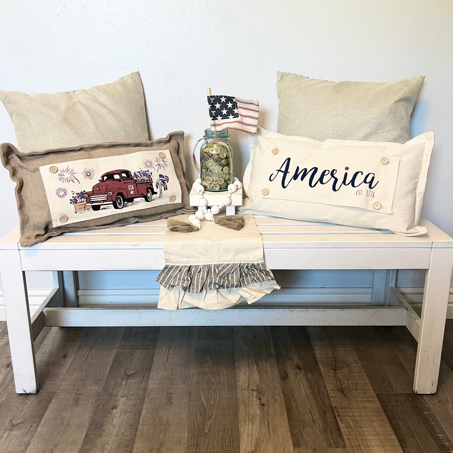 SEASONAL BUNDLE SET: Burlap Idaho Potato Farm Sack Bag Pillow (comes with insert and these 4 panels inside back pocket); Winter Spring Summer Fall Autumn: DEER, BUNNY HOP EASTER, HOME SWEET HIVE BEE, THANKFUL PUMPKINS,