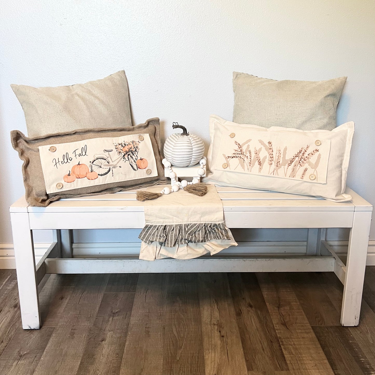PARTY PACKAGE BUNDLE: Holiday Panel Thanksgiving November Fall Autumn: HARVEST WHEAT / VINTAGE FALL PUMPKIN BIKE + farmhouse charcoal runner