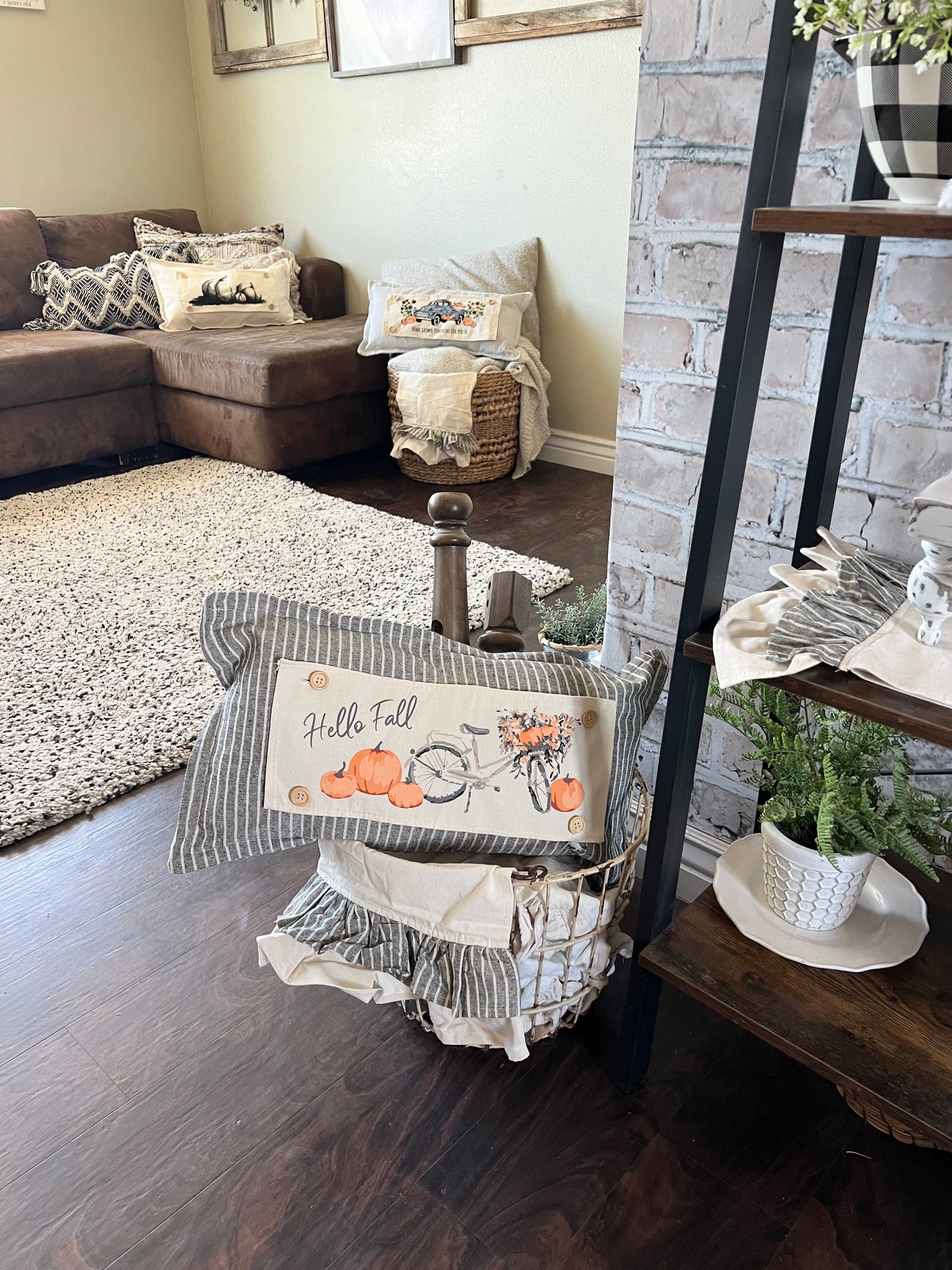 Seasonal Panel: Hello Fall Floral Vintage, Boho, Autumn; FALL BIKE