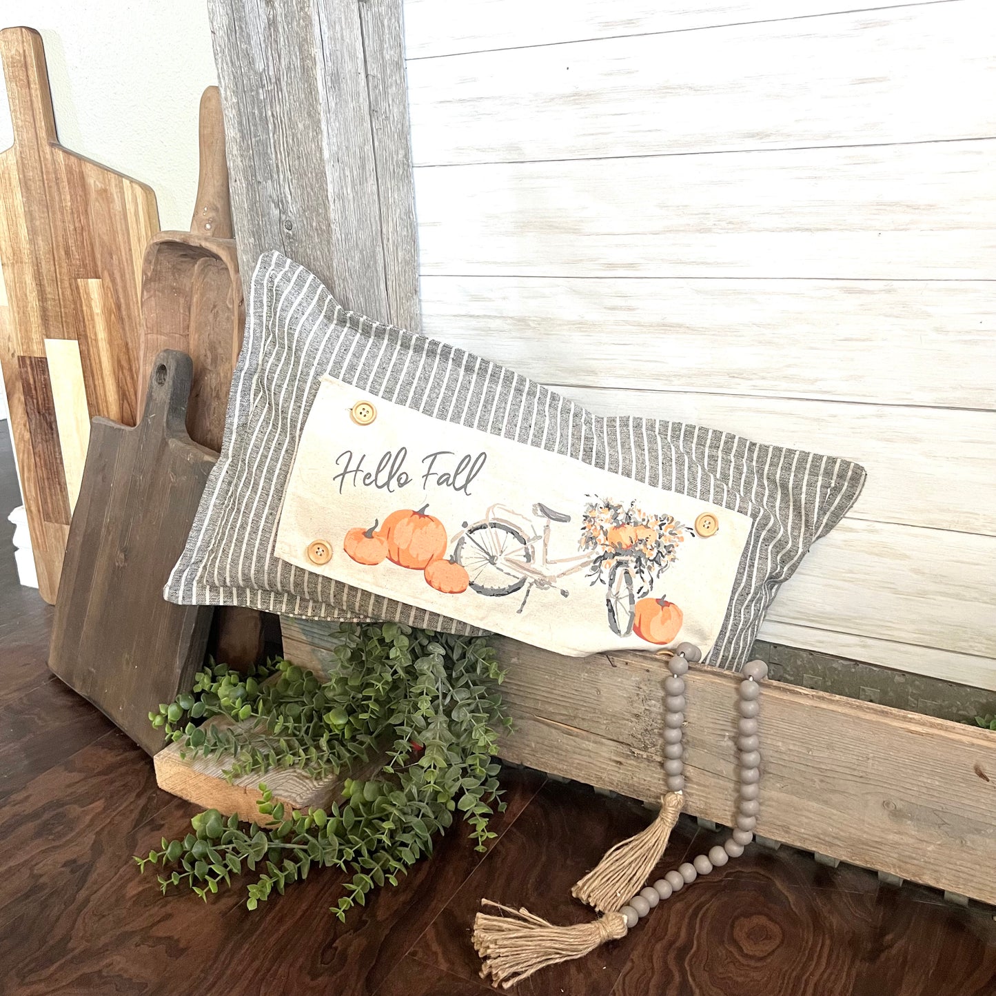 Seasonal Panel: Hello Fall Floral Vintage, Boho, Autumn; FALL BIKE