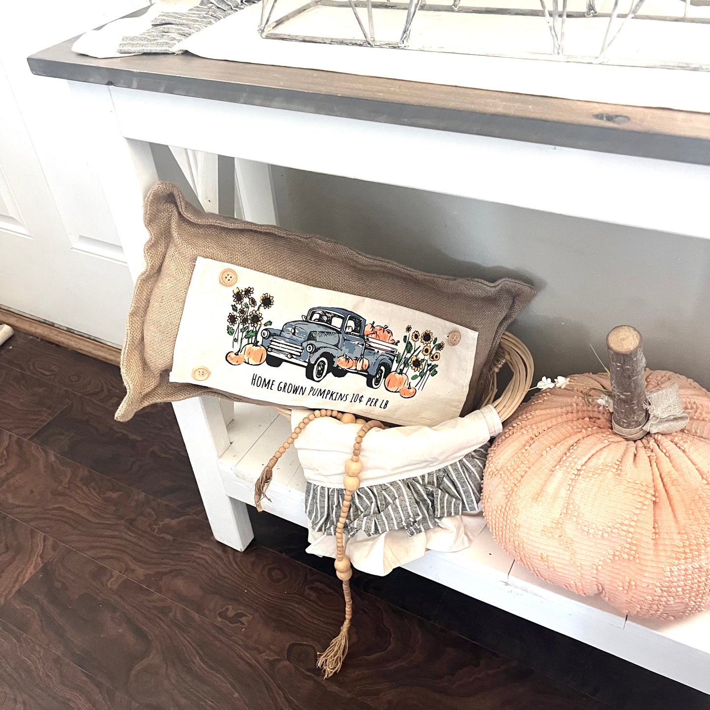 Seasonal Panel: Fall, Autumn,  Father's Day Dad Thanksgiving, Country Farm, Rustic; VINTAGE PUMPKIN TRUCK