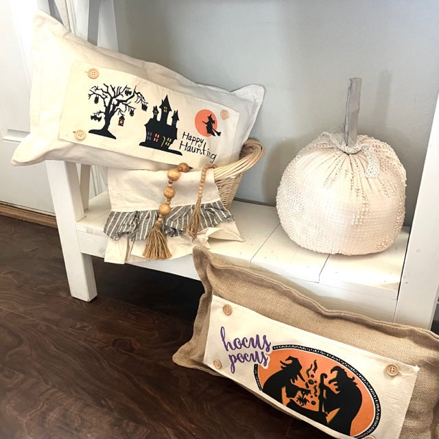 Holiday Panel: Halloween October 31st Fall Autumn Bats Flying Witch Dead Tree Mansion; HAPPY HAUNTING HAUNTED HOUSE