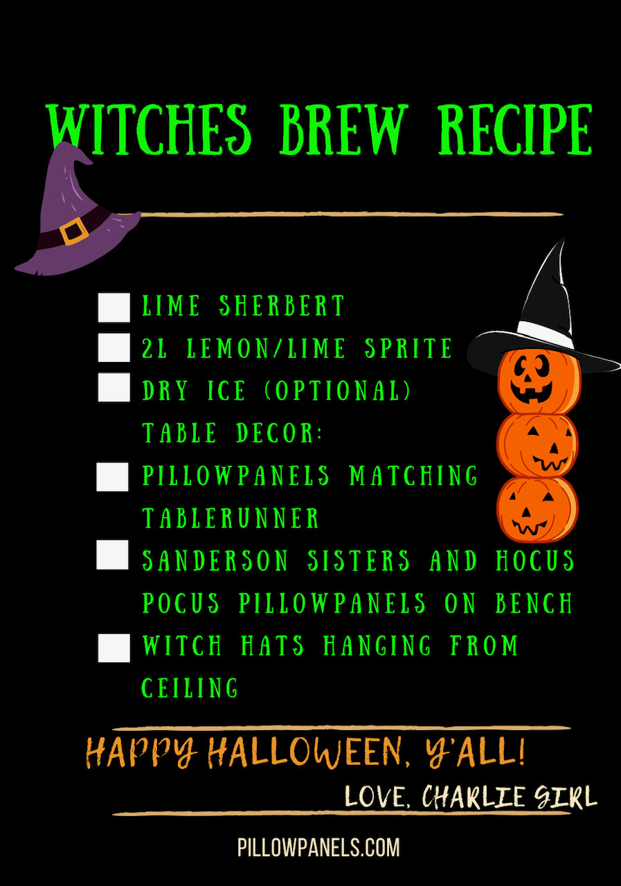 PARTY PACKAGE BUNDLE: Holiday Panel Halloween October Fall Autumn: Hocus Pocus HAPPY HAUNTING / WITCHES BREW + BUFFALO CHECK RUNNER